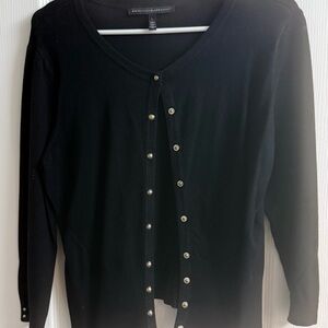 White House Black Market Black Cardigan with Gold Buttons